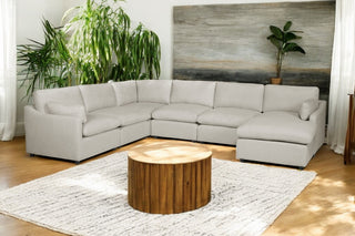 6 Seater Modular Cloud Couch with Ottoman - Beige
